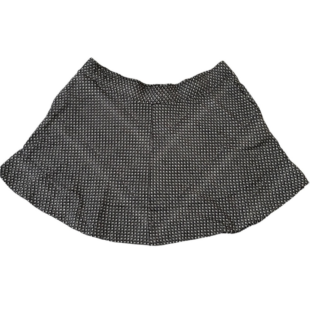 LOFT Black & White Clubs A-Line Stretch Rayon Skirt Elastic Waist Pockets Sz XL
